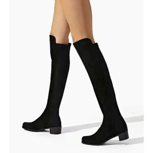 Stuart Weitzman Reserve Over  the Knee Suede Boots Black Suede Size 5.5